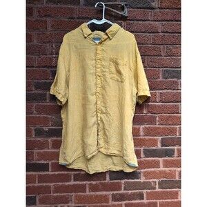 Grayers Clothiers Mens Linen Shirt Sleeve Button Down Yellow Size 2xl